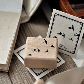 Simple Flying Swallow Wooden Rubber Stamp b2