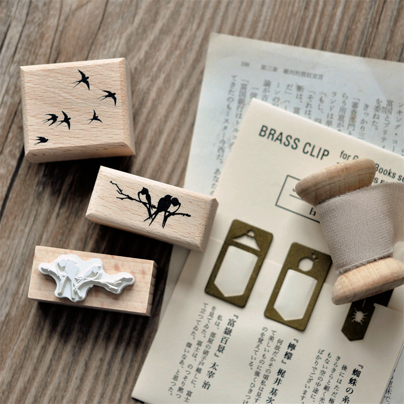 Simple Flying Swallow Wooden Rubber Stamp c