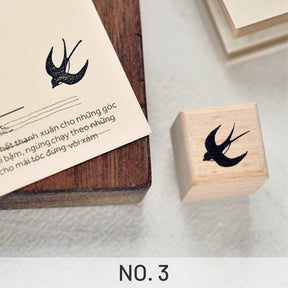 Simple Flying Swallow Wooden Rubber Stamp sku-3