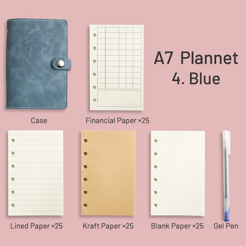 Simple Planet Magnetic Clasp Pocket Loose-Leaf Notebook A6 A7 Multi-Purpose Journal 10