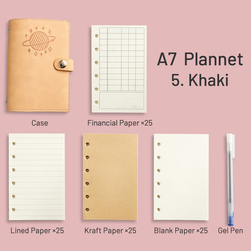 Simple Planet Magnetic Clasp Pocket Loose-Leaf Notebook A6 A7 Multi-Purpose Journal 11