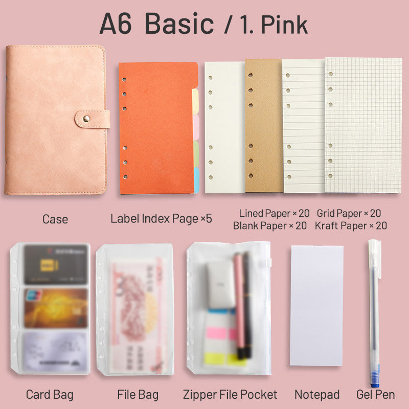 Pink Leather A6 Agenda, Pink Vegan Leather Planner, Pink A6 Planner