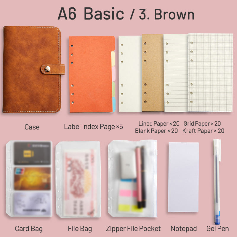 Simple Planet Magnetic Clasp Pocket Loose-Leaf Notebook A6 A7 Multi-Purpose Journal 15