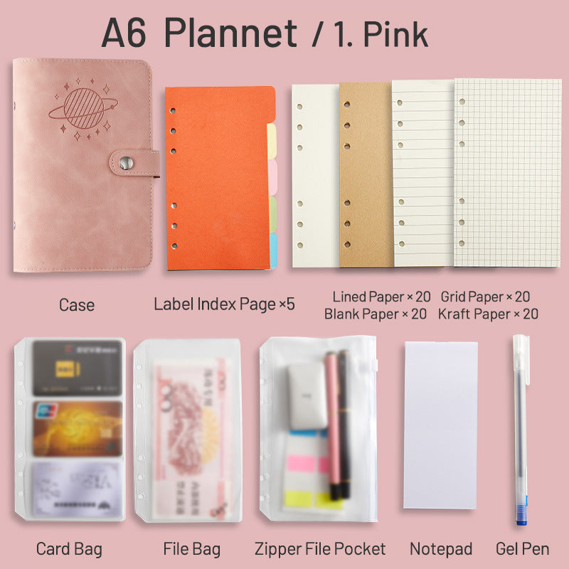 Simple Planet Magnetic Clasp Pocket Loose-Leaf Notebook A6 A7 Multi-Purpose Journal 19
