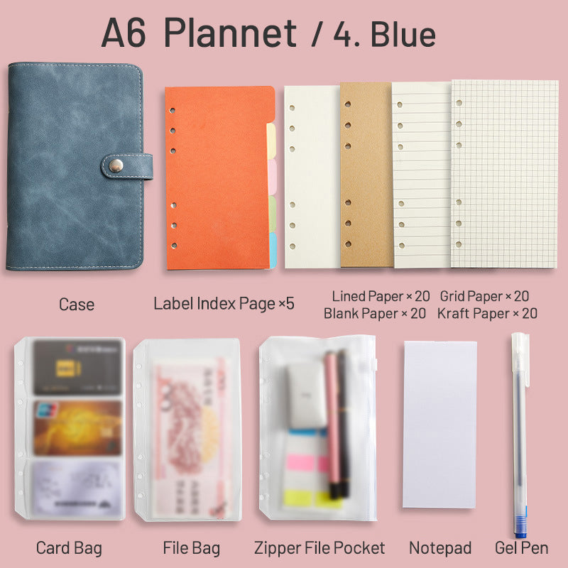 Simple Planet Magnetic Clasp Pocket Loose-Leaf Notebook A6 A7 Multi-Purpose Journal 22