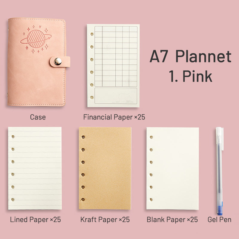 Simple Planet Magnetic Clasp Pocket Loose-Leaf Notebook A6 A7 Multi-Purpose Journal 7