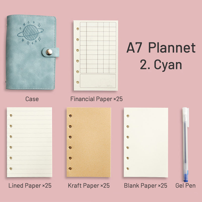 Simple Planet Magnetic Clasp Pocket Loose-Leaf Notebook A6 A7 Multi-Purpose Journal 8