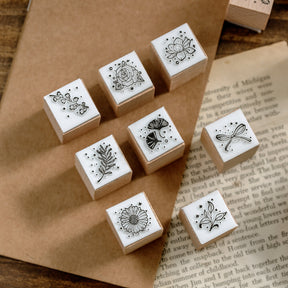 Simple Plant Basic Wooden Rubber Stamp Set b1