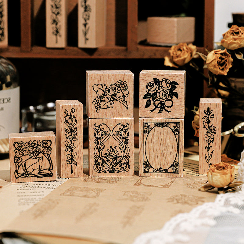 Simple Plant Frame Wooden Rubber Stamp a2