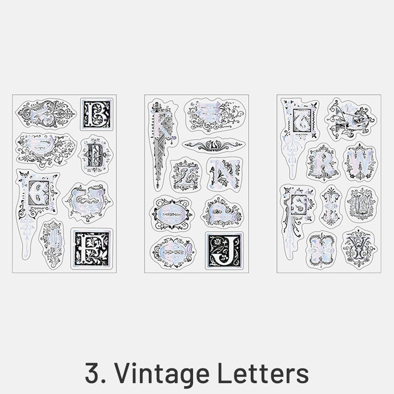 Sketch Memoir Vintage Hot Stamping Pattern Stickers sku-3