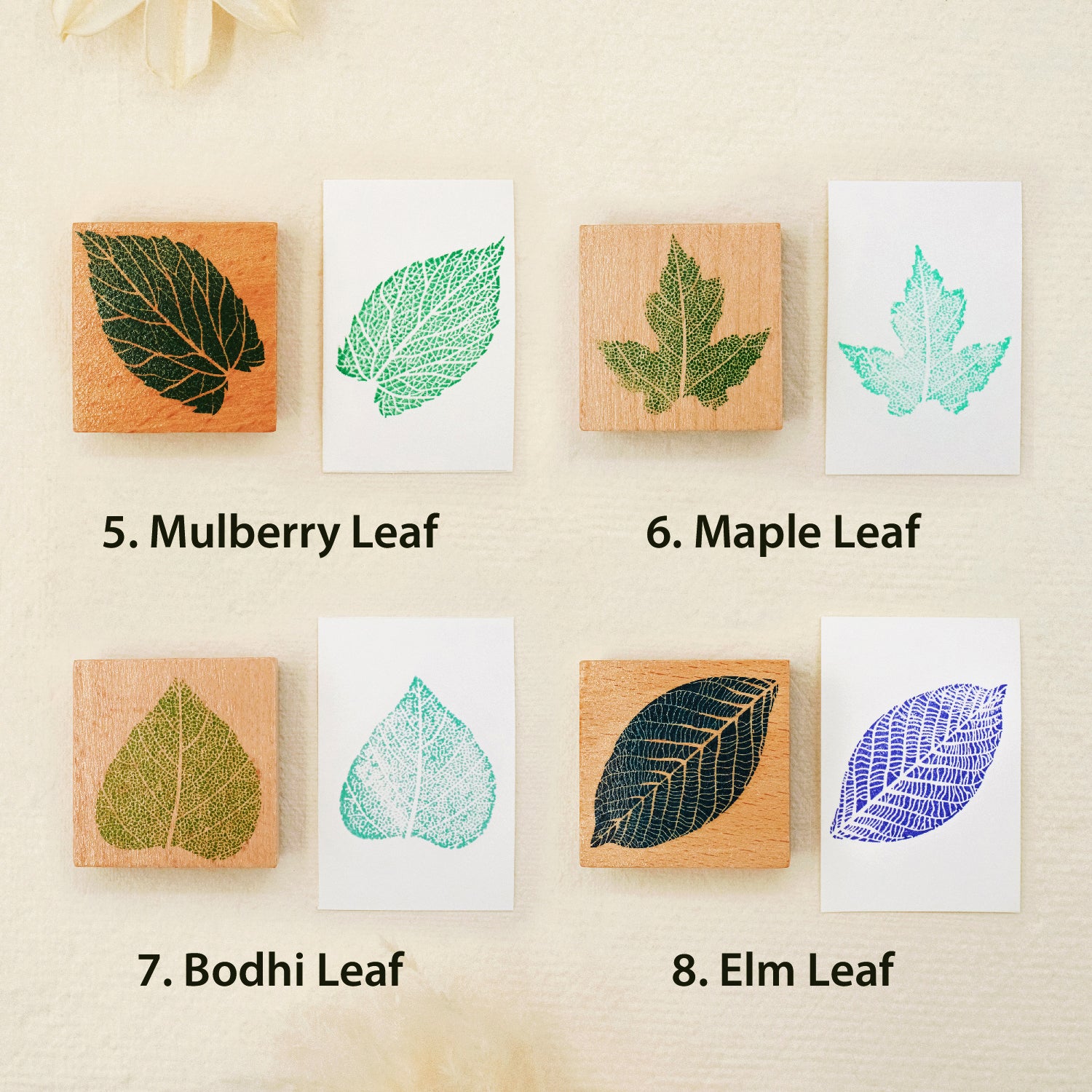 Leaf Wooden Rubber Stamp Ink Pad SetSKu