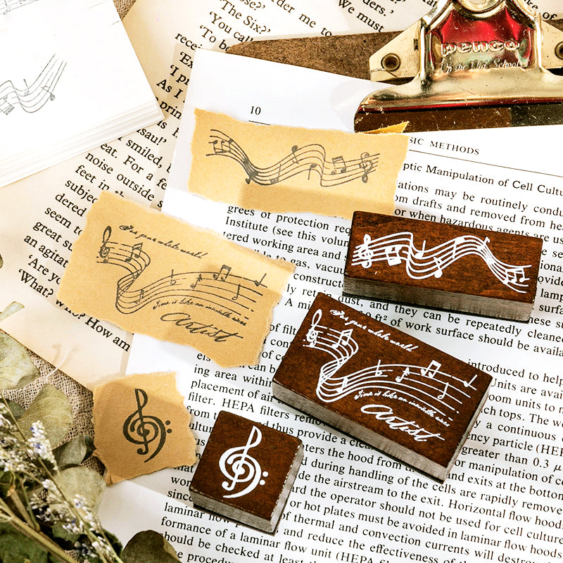 Song of Time Vintage Music Wooden Rubber Stamp b3