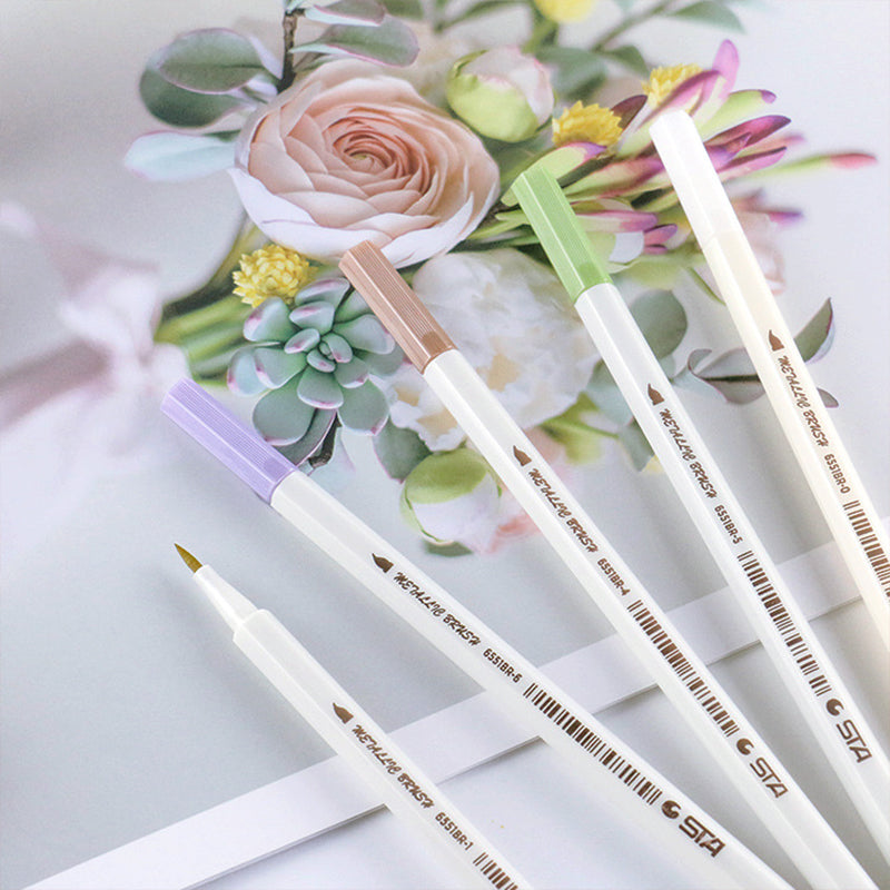 STA DIY Craft Art Soft Brush Tip Paint Marker b6