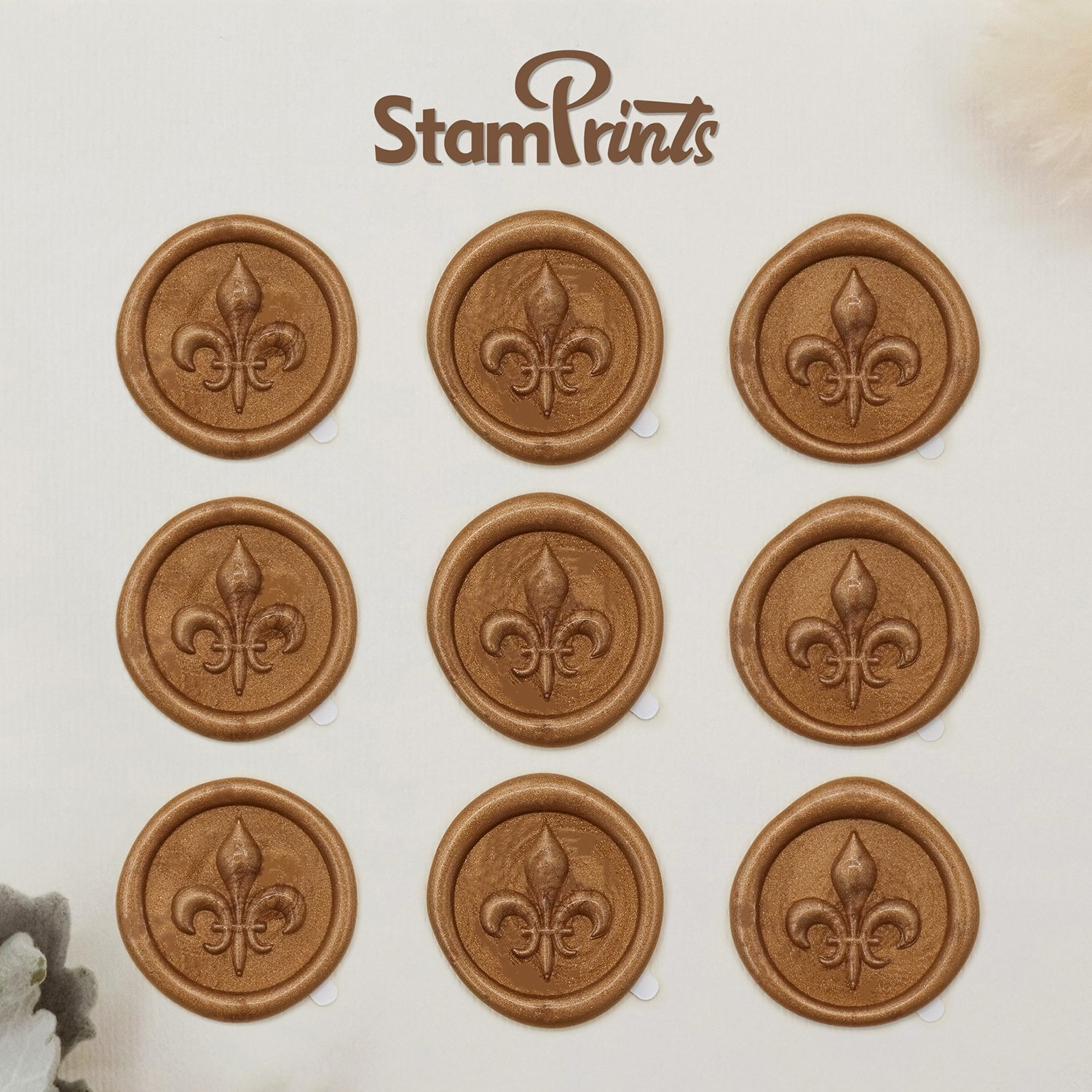 Stamprints 3D Relief Fleur de Lis Self-adhesive Wax Seal Stickers 2