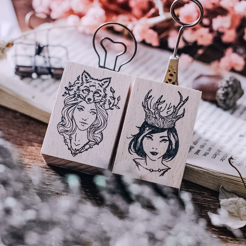 Stamprints Antlers Girl Rubber Stamp 2