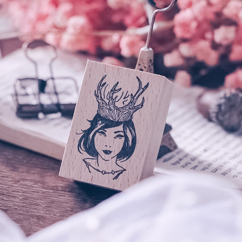 Stamprints Antlers Girl Rubber Stamp 3