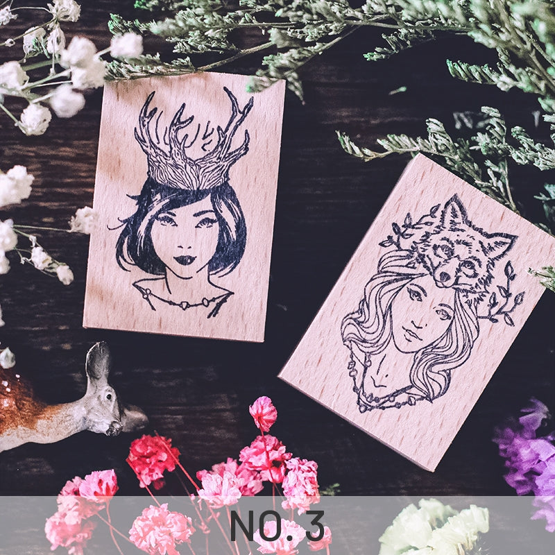 Stamprints Antlers Girl Rubber Stamp 7