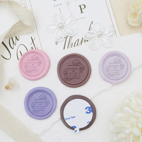 Stamprints Custom Bloom Rose Wedding Name and Date Wax Seal Stickers 3