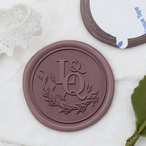 Stamprints Custom Falling Olive Branch Wedding Monogram Wax Seal Stickers 1