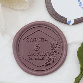Stamprints Custom Olive Branch Wedding Name and Date Wax Seal Stickers 1