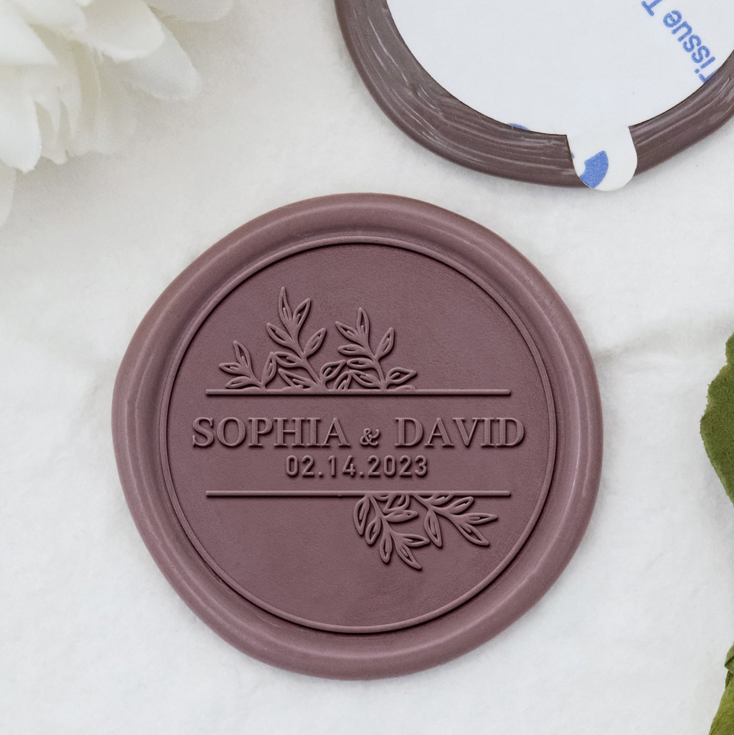 Stamprints Custom Sprouts Wedding Name and Date Wax Seal Stickers 1