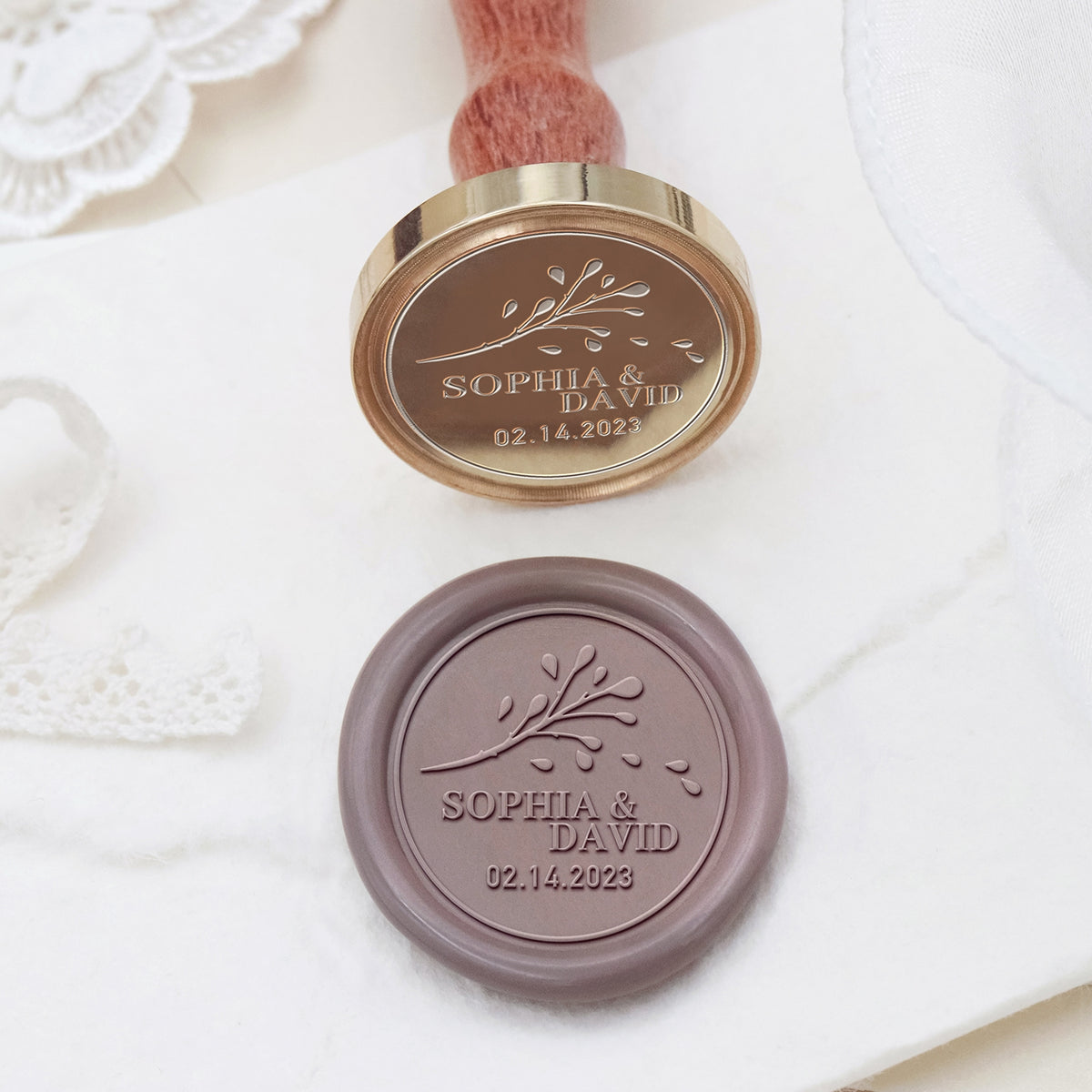 Stamprints Custom Wedding Wax Seal Stamp Name & Date 2
