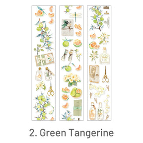 Green Tangerine-Long Strip PET Sticker - Moon, Fruit, Fish, Flower