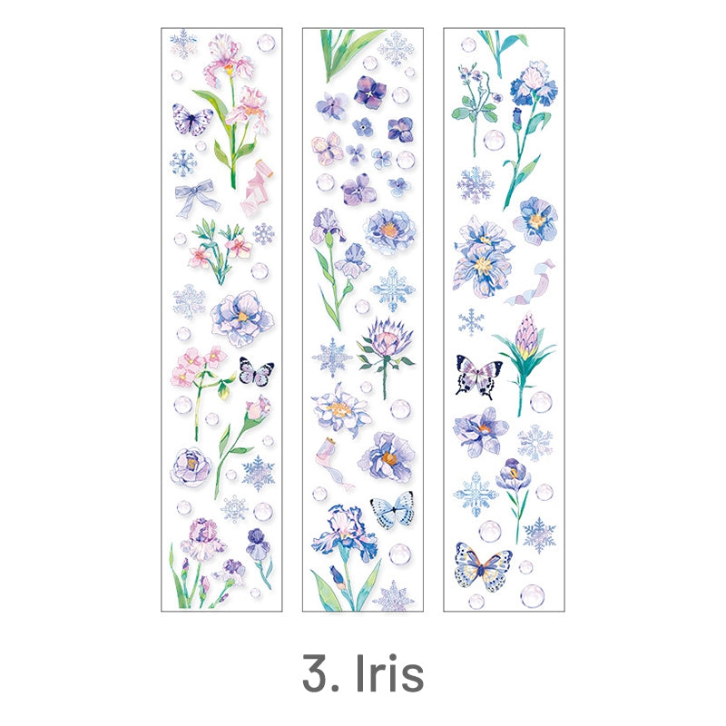 Flower - Iris -Long Strip PET Sticker - Moon, Fruit, Fish, Flower