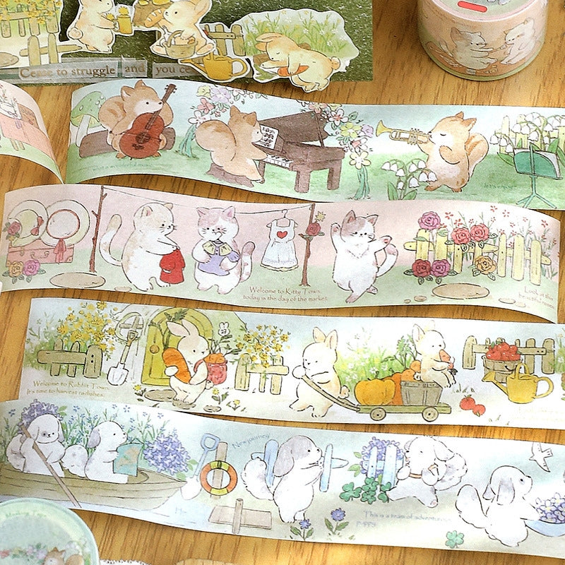 Animal Cute Cartoon Washi Tape - Rabbit, Cat, Dog, Squirrel