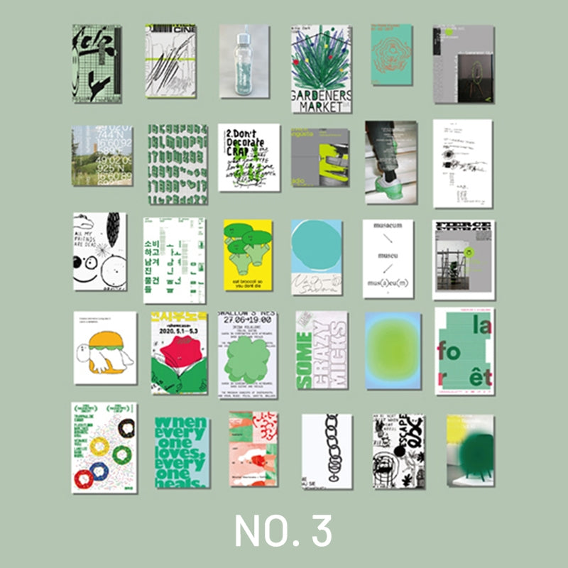 Green-Fashion Poster Washi Sticker Card Set