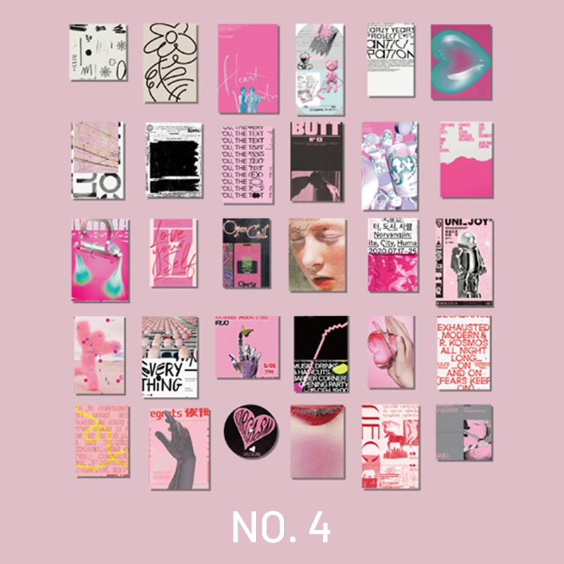 Pink-Fashion Poster Washi Sticker Card Set