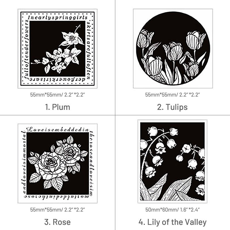 Stamprints Night Summer Flower Sea Series Rubber Stamps 4