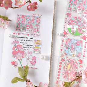 Cherry Blossom Sakura and Rabbit Long Strip PET Sticker2