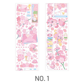 Cherry Blossom Sakura and Rabbit Long Strip PET Sticker4