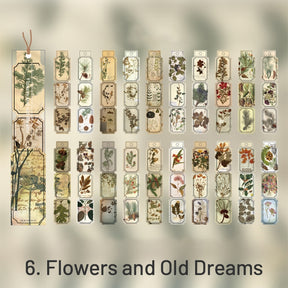 Plant-Vintage Long Strip Sticker Pack - Letter, Bird, Flower, Butterfly, Mushroom, Newspaper, Plant, Poster