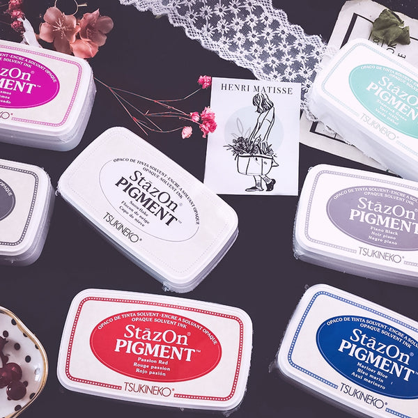 StazOn Quick Drying Pigment Ink Pad Rubber Stamp Inking Stamprints