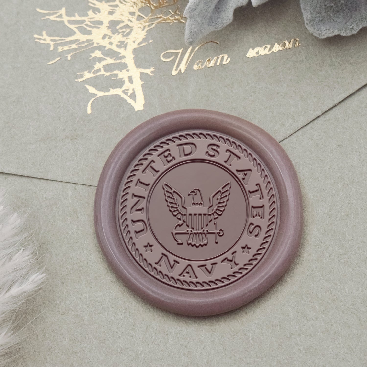 Nostalgic Impressions Custom Wax Seal Monogram Stamp Kit with Name & Scrolls and Mailable Sealing Wax
