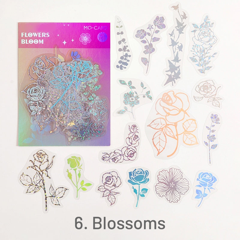 Flower-Holographic Foil Stickers PET Stickers - Ocean, Magic, Butterfly, Flower, Forest, Unicorn