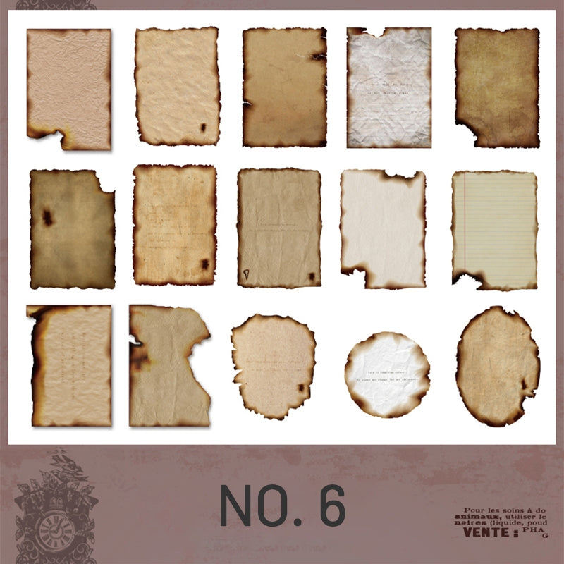 Stamprints Vintage Coffee Stains Burnt Material Paper Pack 9
