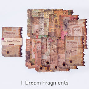 Fragment-Vintage Burn Marks Scrapbook Paper - Butterfly, Travel, Newspaper, Music, Manuscript, Astrology, Map, Ticket