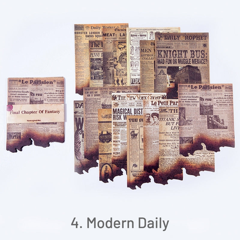 Newspaper-Vintage Burn Marks Scrapbook Paper - Butterfly, Travel, Newspaper, Music, Manuscript, Astrology, Map, Ticket