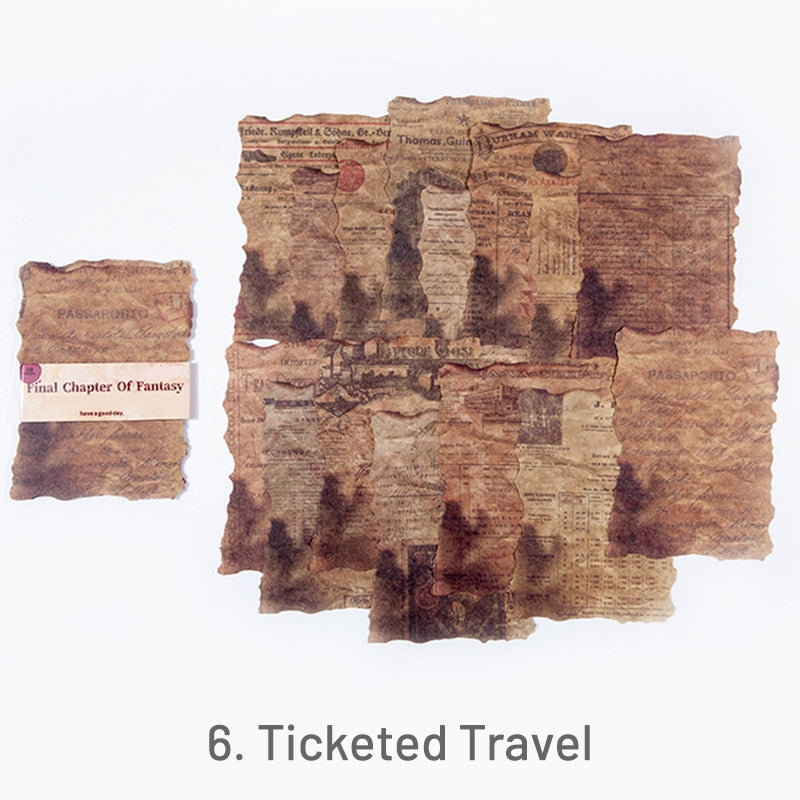 Travel Ticket-Vintage Burn Marks Scrapbook Paper - Butterfly, Travel, Newspaper, Music, Manuscript, Astrology, Map, Ticket