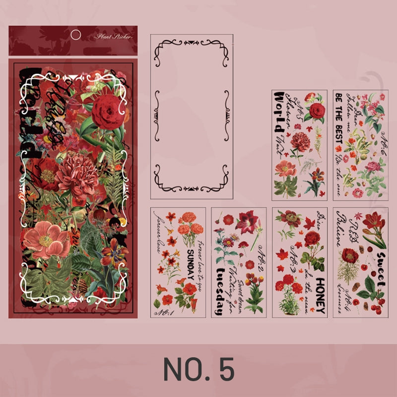 Stamprints Vintage Plants Flowers Roses Sticker Pack 9
