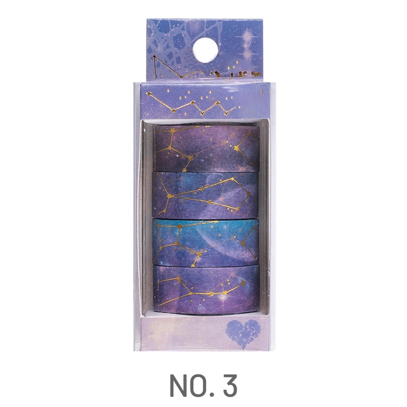 Blue Star-Blue-Zodiac and Sakura Washi Tape Set (4 Rolls)
