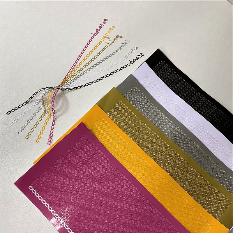Chain Language Sticker Unique Stripe Gilding Chain Sticker | Metallic Gold Design | Stamprints