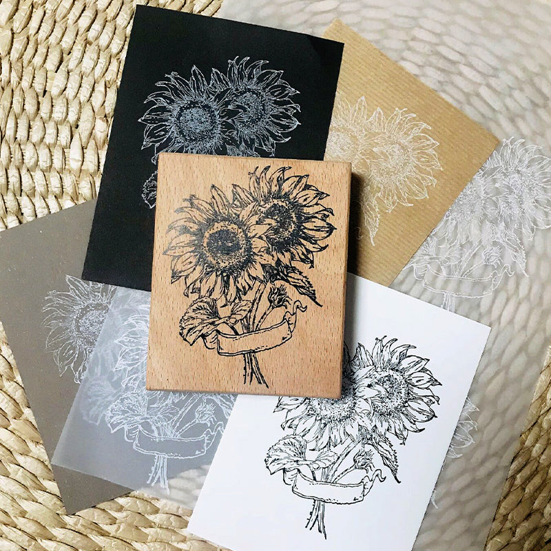 Sunflower Bookmark Bouquet Rubber Stamp a