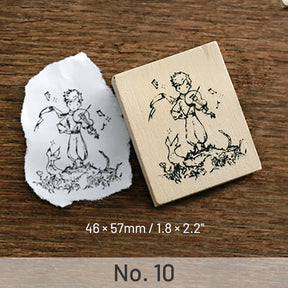 The Little Prince Series Wooden Rubber Stamp Fox Rose Fairy Tale sku-10