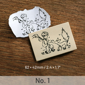 The Little Prince Series Wooden Rubber Stamp Fox Rose Fairy Tale sku-1