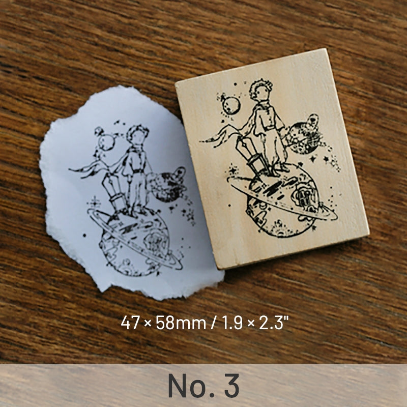The Little Prince Series Wooden Rubber Stamp Fox Rose Fairy Tale sku-3