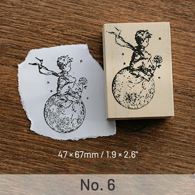 The Little Prince Series Wooden Rubber Stamp Fox Rose Fairy Tale sku-6